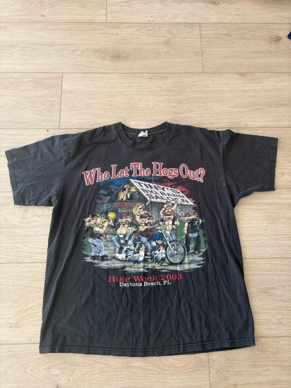 VTG Daytona Beach Biketoberfest Who Let The Hogs Out 2003 Biker Sz XL T-shirt